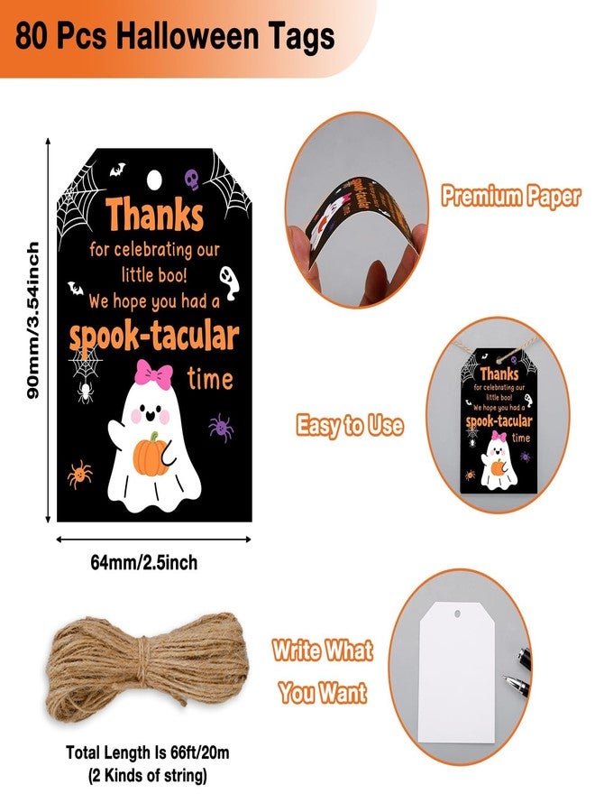 Fleure Esme 50 Pcs Halloween Tags with String for Treat Bags – You've Been Booed Gift Tags, Little Boo Thank You Tag, Ghost Favor Tags for Candy Bags, Baby Shower Favors,Halloween Party Supplies - Image 2